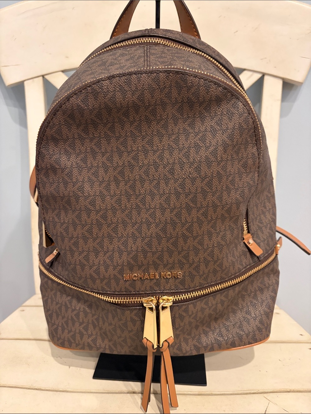 Michael Kors Brown Signature Logo Backpack